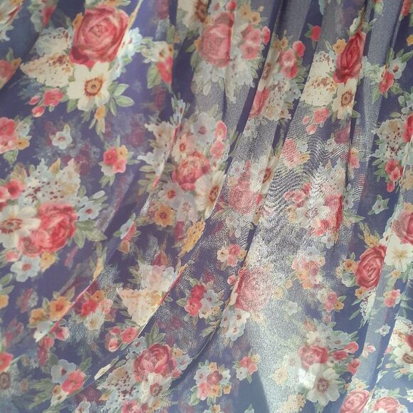 Vintage Autumnal Floral Chiffon Maxi Dress - Picture 9 of 16